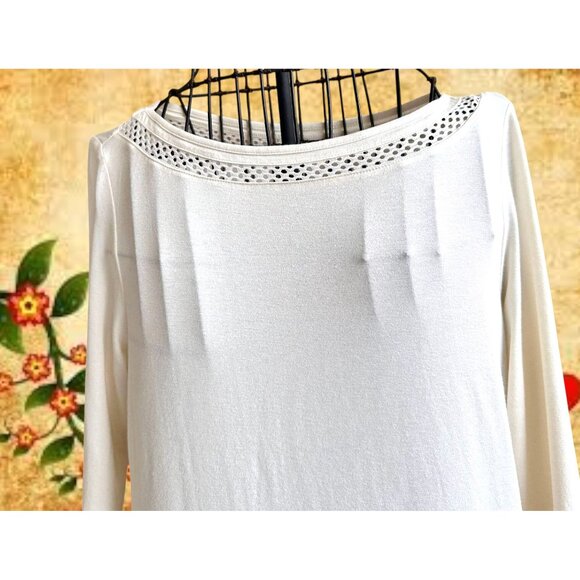 J Jill Dress XS Extra Small Cream Work Casual Church Open Cut Neck Hemline - Picture 3 of 12